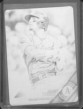 2016 Topps Series 2 Black Printing Plate #598 Khris Davis No 1 of 1