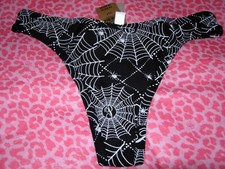 Victoria's Secret PINK Halloween Thong String LOGO Spiders Webs XS NWT