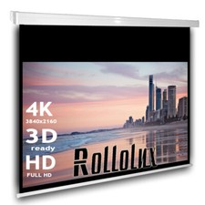 Rollolux Heimkino Beamer Rolloleinwand 220 x 160 (214x120)cm 16:9 HDTV 3D 4K 97"