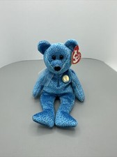 TY Beanie Baby- Classy Blue Bear- Mint Condition - Holographic Tush Tag