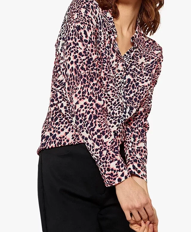 Mint Velvet Scarlett Printed Blouse Pink Multi Size 10 Worn Once
