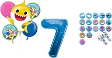Baby Shark 7th Birthday 6 Piece Balloon Bouquet Birthday Party Decorations