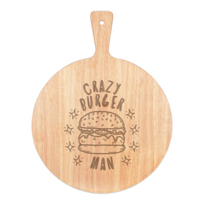 Crazy Burger Man Stars Pizza Board Paddle Wooden Fast Food Funny Joke