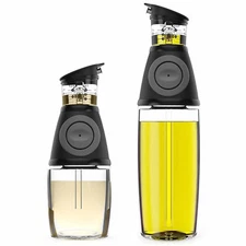 Oil Dispenser & Vinegar Set with Drip-Free Spouts-2 Pack Includes 500ml & 250ml 