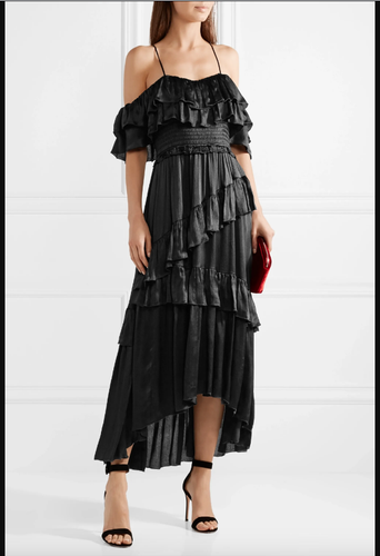RRP $1000+ NWT ULLA JOHNSON Louisa Off The Shoulder Silk Gown Black Dress XS S - Picture 4 of 12