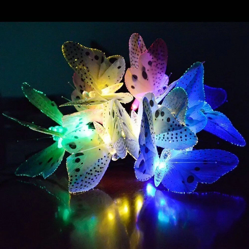 Solar Powered 12/20 LED Butterfly Fairy String Lights Lamp Outdoor Garden Bulb - Image 2 of 4