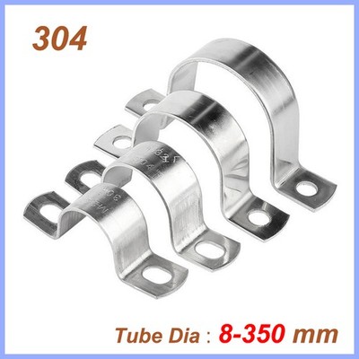 8-350mm 304 Stainless Steel Tube Clip Plumbing Pipe Saddle U Strap Clamp Bracket