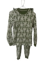 Pact Extra Small Pajama Set Women  s Pants Shirt Organic Cotton Green Trees