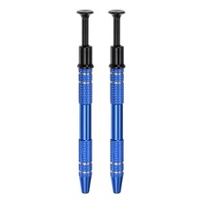 2Pcs 4-Claw Piercing Ball Grabber Stainless Steel Jeweler's Pick Up Tool, Blue