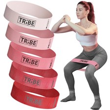 Tribe Lifting Fabric Resistance Bands for Glutes Legs  5 Fabric Workout Ban...