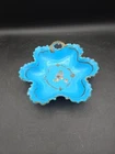 Antique Dithridge Turquoise Blue Opaline Milk Glass Footed Dish