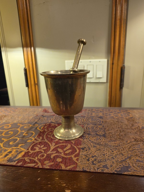 Vintage Very Heavy Brass Mortar And Pestle