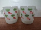 2 Vintage Fire-King Genesee RARE BEER Milk Glass Advertising Coffee Mug