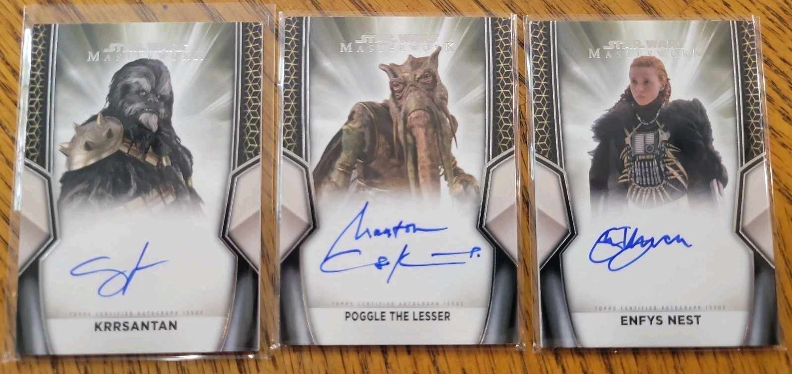 2025 Topps Star Wars Masterwork Auto: Krrsantan, Poggle, Enfys Nest view 1