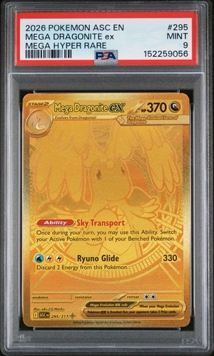 2026 POKEMON ASCENDED HEROES #295 MEGA DRAGONITE EX MEGA HYPER RARE PSA 9