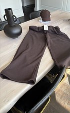 Zara Sweat Pant  Cap SZ L Coco Brown Fleece Inside Dual Ankle Pockets NWT