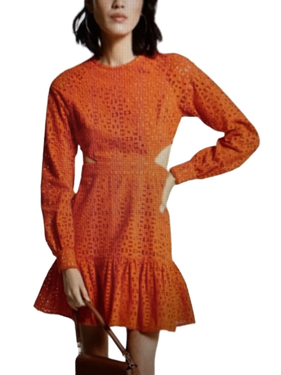 michael kors orange dress Draped Bodycon Size which move gracefully with each step NWT Michael Kors EYELET CUT