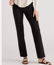 Quince Black Ponte Pants - Straight Leg - Faux Pockets - M Inseam 30 inches MINT