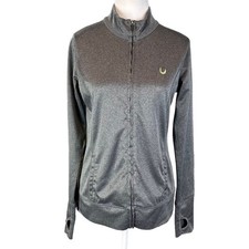 Alo Yoga Athletic Jacket Gray Size Medium Thumb Holes Full Zip