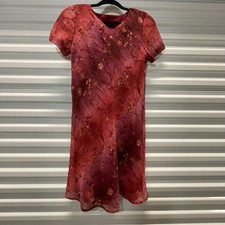 Vintage Red Floral Mini Dress Pullover Short Sleeve Boho Whimsygoth Size Medium