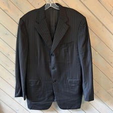 Canali Mens Super 120s Wool Pinstripe Blazer Jacket Made in Italy Black 42R