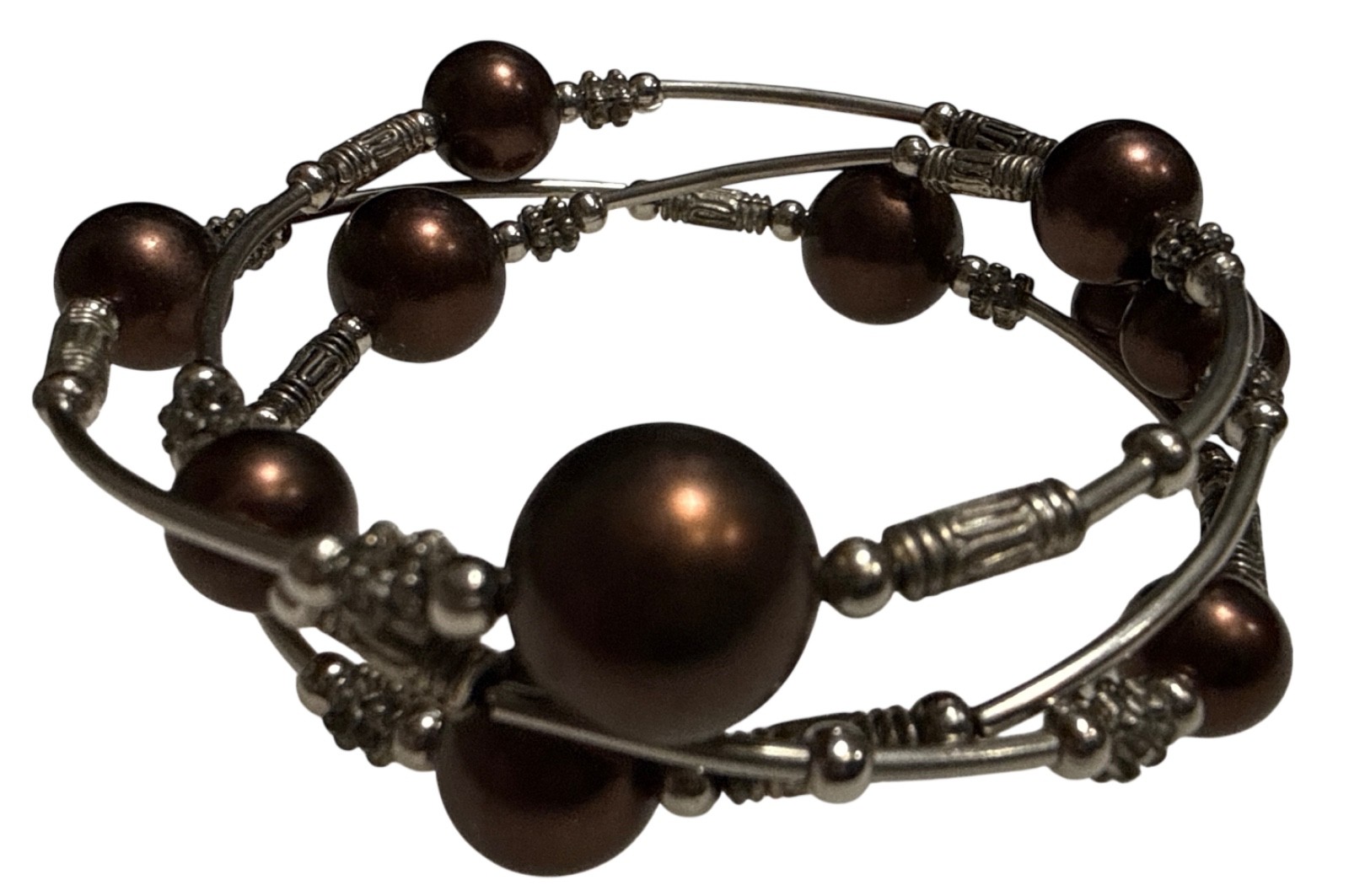 Vintage memory wire single strand multi layer bro… - image 1