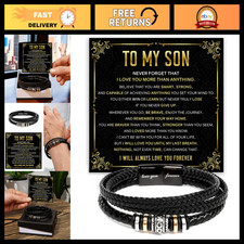 Meaningful Braided Leather Bracelet for Son - Heartfelt Gift for Birthday, Gradu