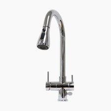 16" Kangen Enagic Kitchen Faucet Dual Handle Pull-Down Spray Head Chrome