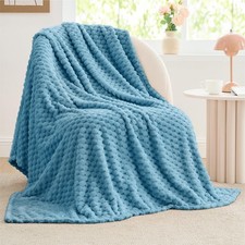 BEDELITE Fleece Blanket - 3D Jacquard Decorative Blue Throw Blankets for Couc...