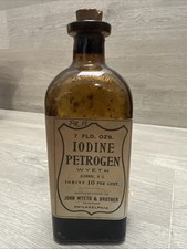 ANTIQUE AMBER JOHN WYETH & BRO CORK TOP MEDICINE BOTTLE PHILADELPHIA Paper Label