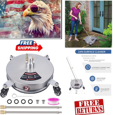 #ad High Efficiency 14quot; Pressure Washer Surface Cleaner Includes 2 Extension Wands $100.78