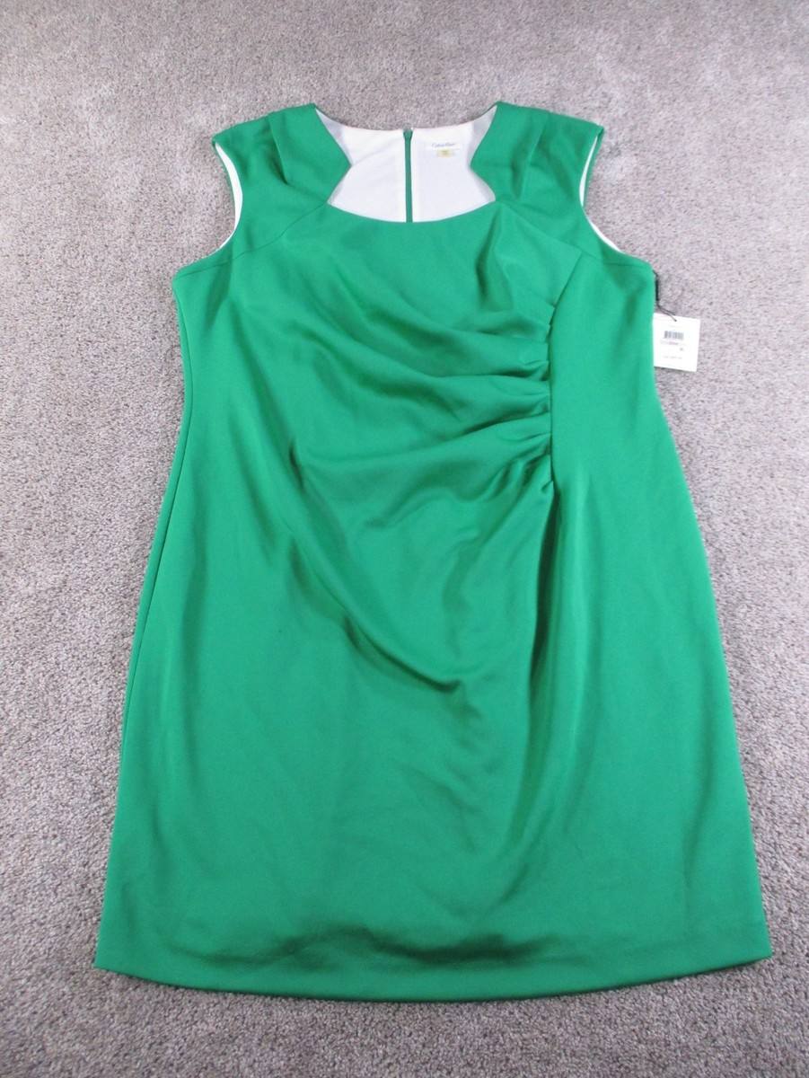 slim fit dress slacks Dress Party Long By Calvin Klein In Green, Size: 18 main image 1