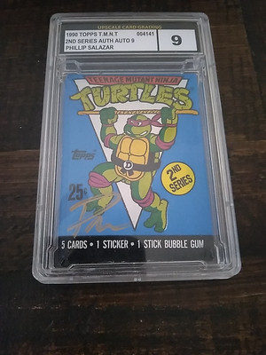1990 teenage mutant ninja turtles graded Card pack 9 signed