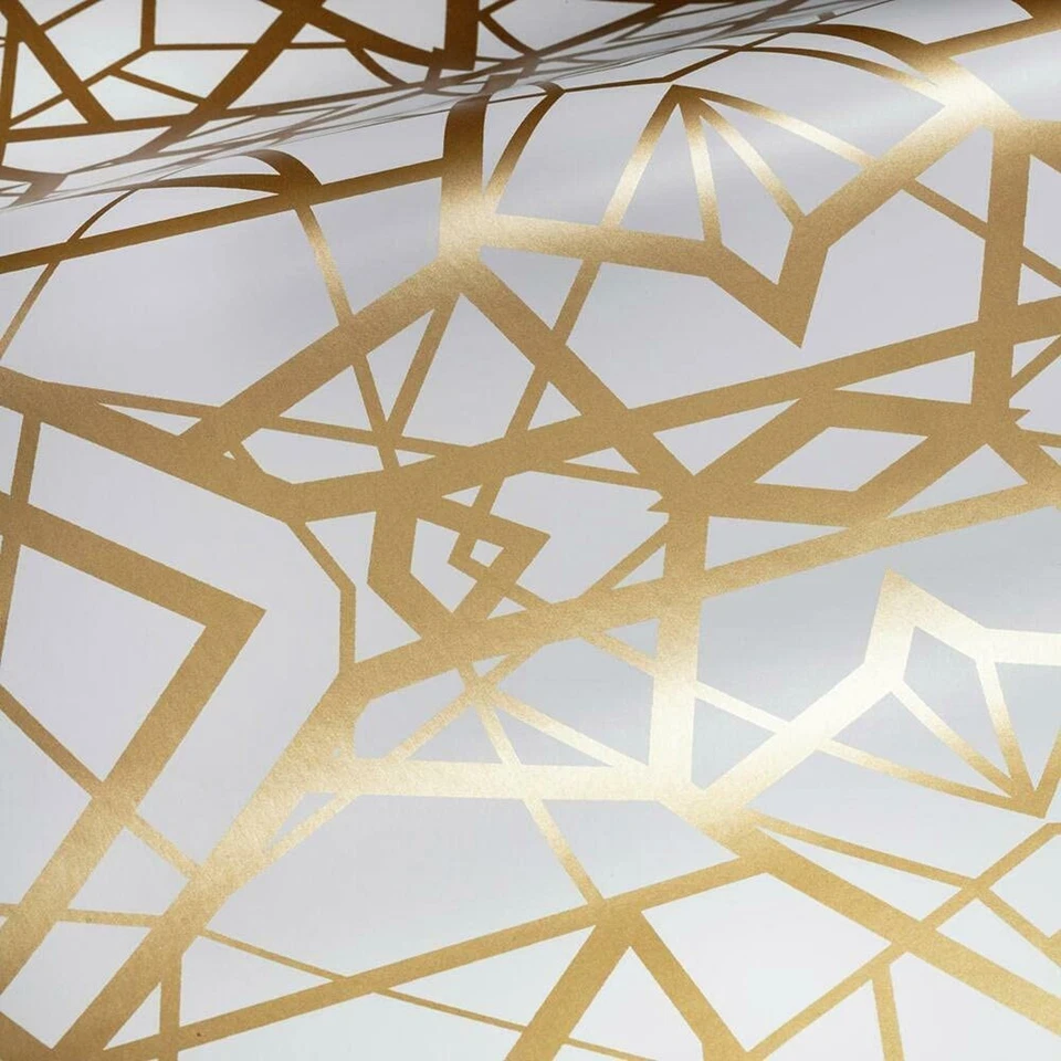 RoomMates RMK10687WP Oro Blanco y Metálico Rotura Geométrica Pelar y Pegar... Foto 3 de 4