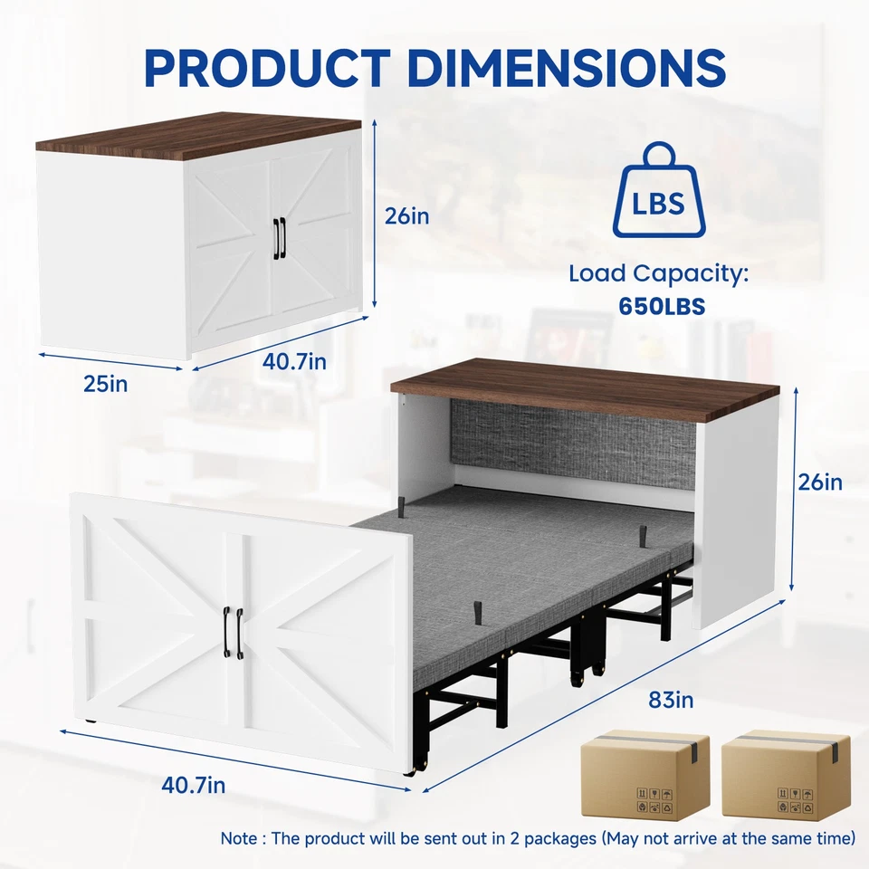 Cama Murphy - Gabinete Cama 2 en 1, Camas Nido Plegables con Colchones para Adultos Foto 3 de 4