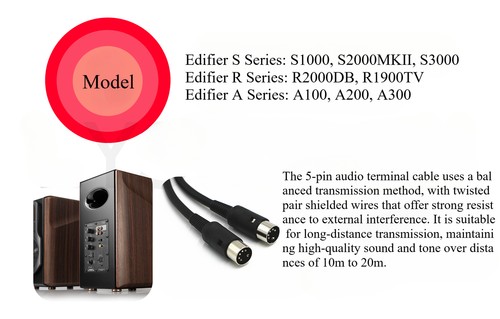 Cable de conexión de audio de 5 pines para línea de altavoces de monitor Edifier S1000/S2000/S201 - Imagen 5 de 10