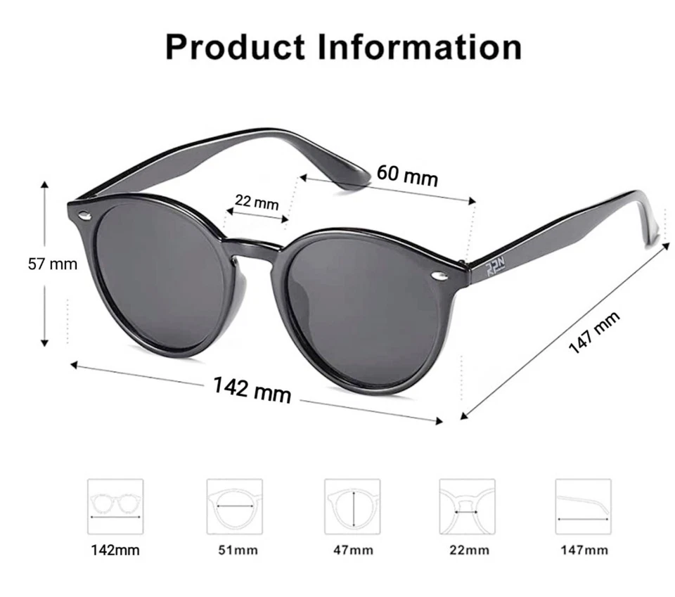 Occhiali Sole polarizzati RPN Vintage retrò rotonda da Uomo Donna UV400 Mod 2535 - Immagine 2 di 4