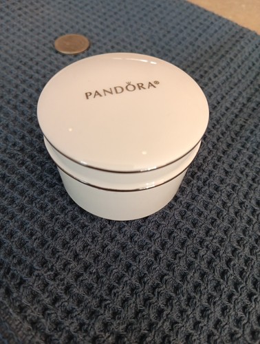 PANDORA Ceramic Jewelry Trinket Box Round Lidded 2-1/4"