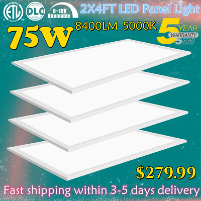 (4-20PC)24''x48'' LED Flat Panel Troffer Light 75W 2x4 2Drop Ceiling Light 5000K