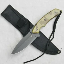 TAC XTREME Silent Stalker knife green camo wood handle, orig sheath NIB