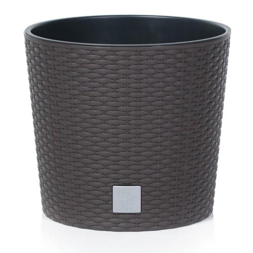 Modern Round Plastic Rattan Effect Flower Plant Garden Flower Herb Planter Pot - Picture 5 of 6