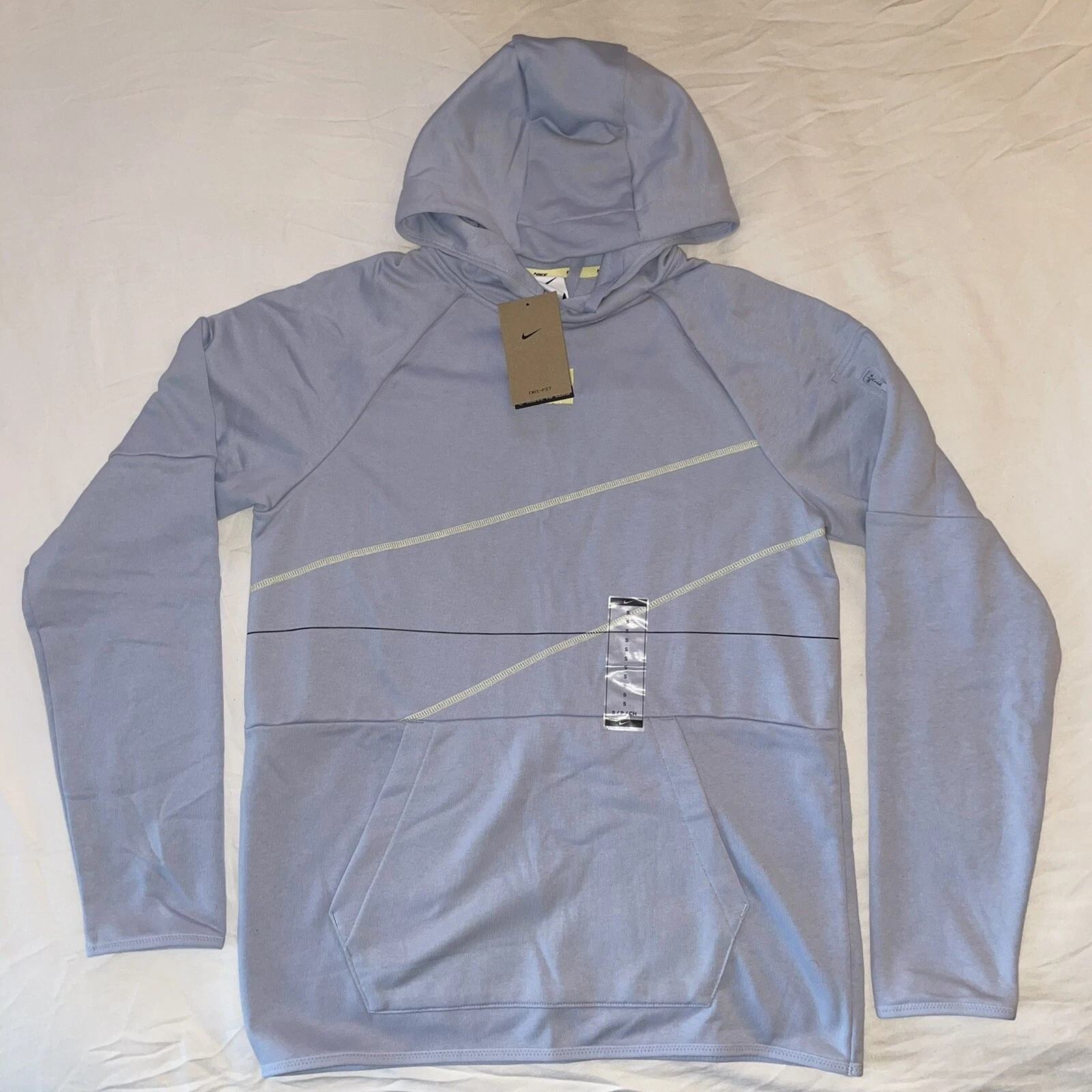 Nike Fitness French Terry Pullover Hoodie Sweatshirt (Light Blue) - Men's Large