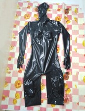 0109 Men Black Open Face Full Cover Latex Catsuit toes Gummi Zentai back zip