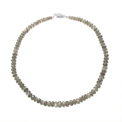 XEN Mondstein - Collier Rondelle grau  Magnetverschluß 925 Silber 48 cm (48 cm)