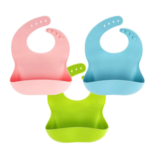 3 Pack Silicone Baby Bib for Babies Toddlers (6-72 Months), Waterproof, BPA  Fr