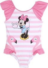 NWT 12m Disney Junior Minnie Mouse Swimsuit Toddler Girls 1pc Bathing Suit Pink