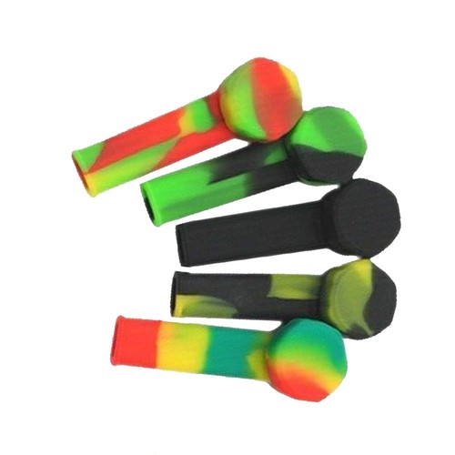 5x Mini Pipa a Mano per Fumare in Silicone da 3,4'' con Ciotola in Metallo e Coperchio Tappo Pocket PipeVT - Foto 10 di 11