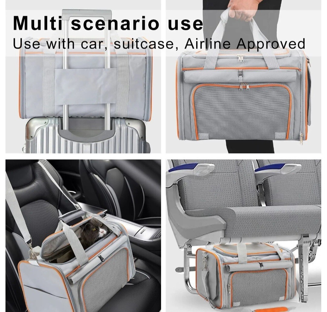 PetseekLarge Cat Carrier21Lbs Load Bearing18" Airline Approved Pet