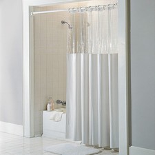 See Through Top Clear/White 10 Gauge Vinyl Bath Shower Curtain 72" x 72"
