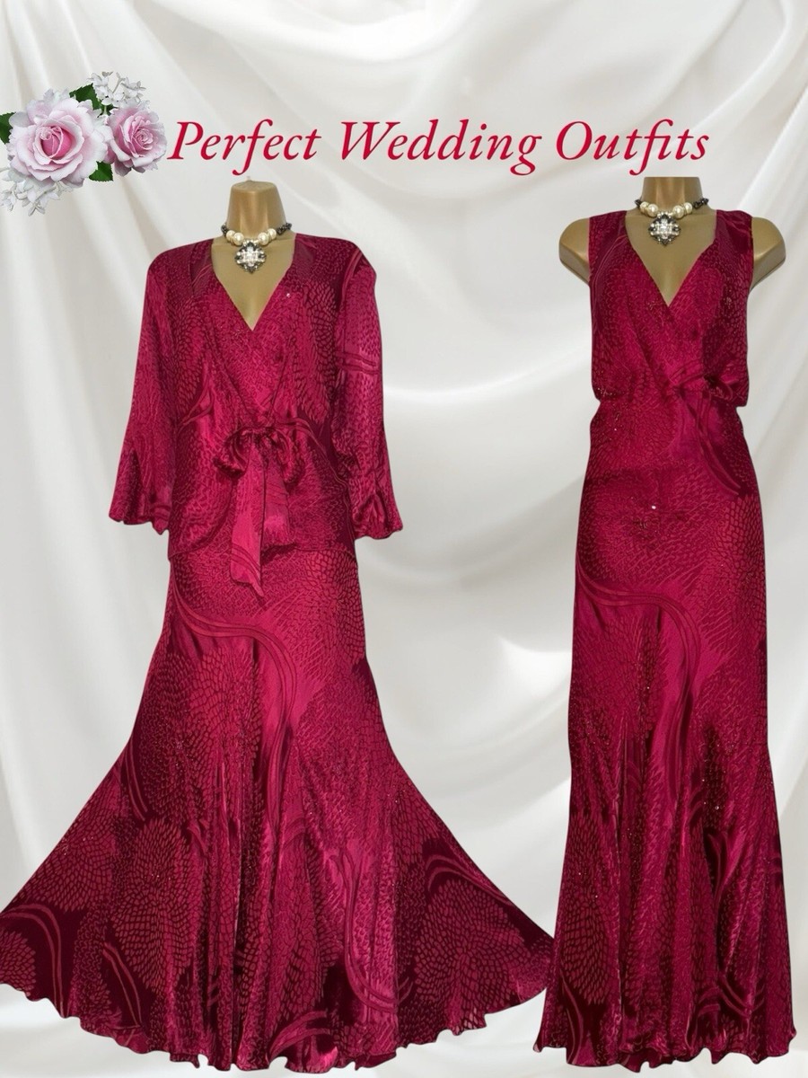 ANN HARVEY Size 18 (16) Red Silk Devore Dress Cover Up Mother Of The Bride